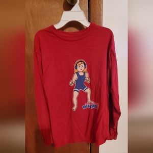 girls wrestling long sleeve red shirt